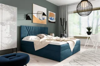 Boxspringbett Schlafzimmerbett 120x220cm LAZARO Nr.2 Blau inkl. Bettkasten