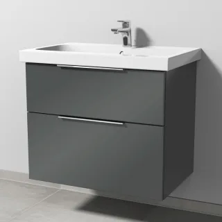 Sanipa 3way Waschtischunterbau zu Geberit iCon Light Waschtisch mit 2 Auszügen, Anthrazit-Glanz UF57479
