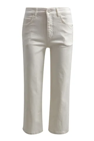 Milano Italy - culotte pants, 5 pocket style, deco seams along sideseams offwhite - Gr. - 36