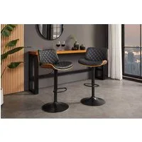 riess-ambiente Barhocker CHICAGO schwarz/braun - Kunstleder, MDF, Walnuss-Design, 360° drehbar (Einzelartikel, 1 St), Retro Tresenstuhl - ideal f. Küche, Wohn- & Esszimmer oder Bar-Bereich