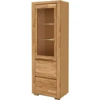 OTTO home Vitrine DENIS75, 5 Fächer, Teilmassiv, 1 Tür mit Glaseinsatz, grifflos B/T/H:65/40/190cm, Einlegeboden teilwese verstellbar, Eiche geölt.