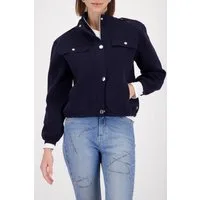 Monari Strickjacke Cargo-Stil, Regular Fit, Stehkragen, 2-Wege-Reißverschluss