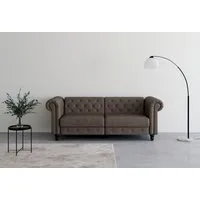 Dorel Home 3-Sitzer Felix, Schlafsofa 236 cm, (Liegefläche 108x190cm), Rückenlehne, 3-fach verstellbar, Velours, Kunstleder, Luxus-Microfaser Vintage