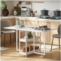 HOMCOM Klapptisch Esstisch Klappbar für 2-4 Personen mit 2 Offenen Ablagen (Küchentisch, 1-St., Mobiler Esszimmertisch), für Kleine Räume, Esszimmer, Küche 133,4 x 80 x 74 cm Weiß