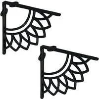 relaxdays Wandregalhalter Regalträger 2er Set Mandala-Design, schwarz