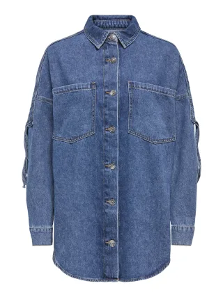 ONLY CARMAKOMA - CARMAUREEN LS FRINGE DNM SHIRT AKM Medium Blue Denim - Gr. - 46