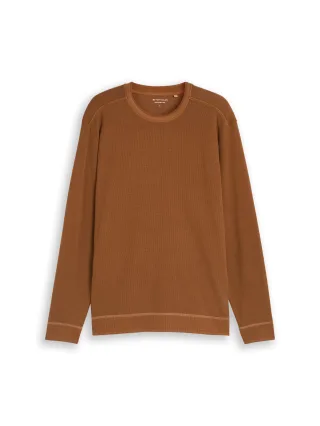 Tom Tailor - Langarmshirt im Used-Look bright camel brown - Gr. - XL