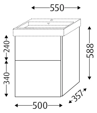 Sanipa Waschtischunterbau mit Auszügen 3way (BP511) 588x500x357 Taupe-Matt, BP5111T BP5111T