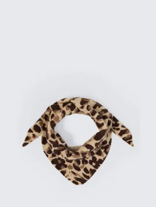 Tom Tailor - Cosy Schal mit Leo-Print brown beige leo print - Gr. - OS