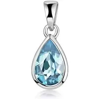 Materia Kettenanhänger Tropfen Blautopas Edelstein Hellblau KA-274, 925 Sterling Silber, rhodiniert