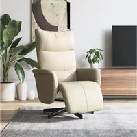 furnicato Relaxsessel Creme 71x84x106,5 cm mit manueller Liegefunktion, Drehbarer TV-Sessel mit Kunstlederbezug und 360 Grad Drehfunktion