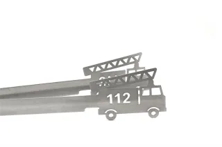 Grillzange | Motiv: Feuerwehr Leiterwagen | Feuerwehrgeschenk | Feuerwehrgrillzange | Edelstahl | integrierter Flaschenöffner