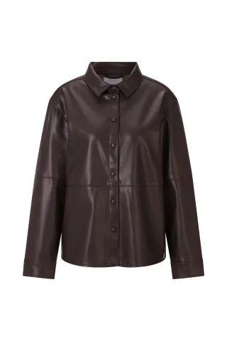 Rich & Royal - Fake Leather Blouse chocolate torte - Gr. - 36
