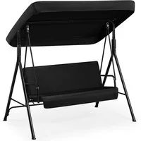 Yaheetech Hollywoodschaukel 3-Sitzer-Schaukelbank mit Sonnendach, 3-Sitzer, Gartenschaukel mit Verstellbarem Ersatzbach bis 250 kg Belastbar