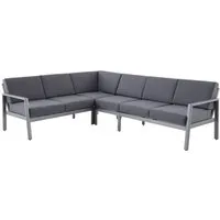Dehner Gartenlounge-Set Chicago, 5 Sitzplätze, inkl. Polster, Sitzhöhe 45 cm, Farbe grau, variabel gestaltbare Ecklounge