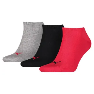 Puma Unisex Sneakersocken für Erwachsene, 3er-Pack (Schwarz/Rot/Grau)