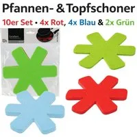 Koopman Pfannenschoner Bunt KLEIN Ø 18cm 10er Set, Set, 10-tlg., Polyester, 3 Farben, 0,2cm Stärke, 6-armig, Ø18cm