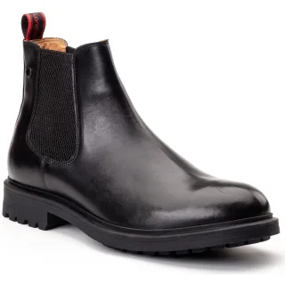 Base London Roebuck Leder Herren Stiefel Schwarz