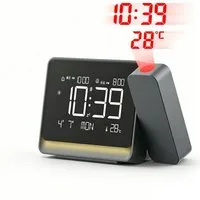 BBG Wecker LED Projektionswecker mit Bluetooth-Zeitsynchronisation Temperaturanzeige, Snooze & Nachtlicht,einstellbarem Fokus,Lichtsensor