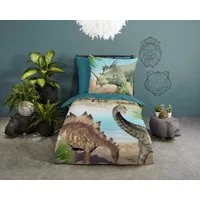 good morning Babybettwäsche Dino, Renforcé, 2 teilig, 100% Baumwolle, Renforcé, Reißverschluss, Wendeoptik, Baby Junge, Dino