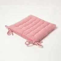 Homescapes Stuhlkissen Samt-Stuhlkissen 40x40 cm – rosa Baumwollsamt