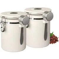GLIESE POWER Kaffeedose luftdicht 1,8L für anhaltendes Kaffeearoma, Edelstahl, (packung, 2-tlg., 2 x 1800ml luftdichte Aufbewahrungsdosen, 2 x Messlöffel), mit Entlüftungsventil und eine Zeitskala