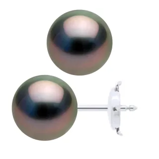 Ohrringe - Weißgold 375 - Echte Tahiti-Zuchtperlen rund 9-10 mm