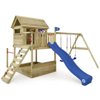 Spielturm Smart Harbour mit Rutsche, Sandkasten, Schaukel & Spielhaus aus Massivholz für Gartenabenteuer – Wetterfest – 10 Jahre Garantie - Wickey
