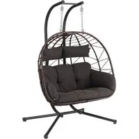 HinHocker Hängesessel Hängesessel für 2 Personen mit Gestell, Braun, XXL Hängeschaukel Indoo, Faltbarer Korb