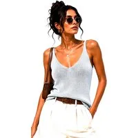 Worldclassca Stricktop Worldclassca Stricktop Ärmellos Basic Leicht Glitzer Tank Top Sommer Neue Kollektion - Stilvolle und gemütliche Sommer Mode für Damen