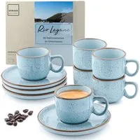 SÄNGER Espressotasse Set 12 tlg. Rio, 12-tlg., Steingut, Lagune, Blau, 80 ml, VALUE COLLECTION