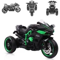 Moni Elektro-Kindermotorrad Kinder Elektromotorrad Ninja, Belastbarkeit 30 kg, drei Kunststoffräder, LED-Beleuchtung, Mp3