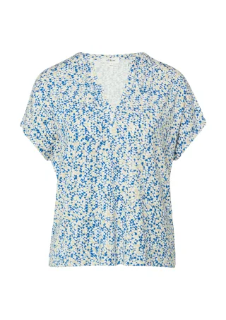 s.Oliver - T-Shirt blau/mehrfarbig - Gr. - 44