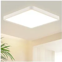 ZMH LED Deckenleuchte Wohnzimmer 23CM Weiß Deckenlampe 3000K 18W Schlafzimmer Flur, Einfache Installation, LED fest integriert, Warmweiß, Küchenlampe Augenschutz Eckig Schlafzimmer