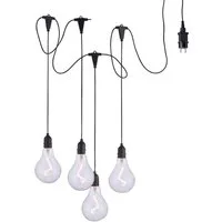 LeuchtenDirekt Außen-Deckenleuchte, LED-Leuchtmittel fest verbaut, Warmweiß, Hängeleuchte Pendelleuchte Außenlampe LED 4-Flammig Edison Glühbirne