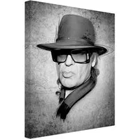 Bilderdepot24 Leinwandbild Kunstkopie Udo Lindenberg schwarz weiss Bild auf Leinwand Groß XXL, Wohnzimmer Schlafzimmer Küche Flur Wandbild Kunstdruck Wanddeko Druck