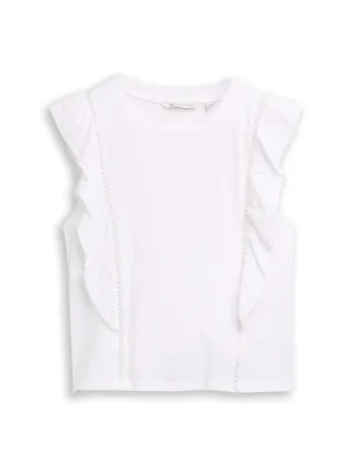 Denim Tom Tailor - Top mit Volants white - Gr. - S