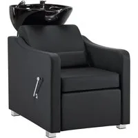 Barberpub Waschbecken BarberPub Friseurstuhl mit Waschbecken Friseurwaschsessel 8675, Klappbare Beinstütze, Friseurwaschbecken aus Keramik Verstellbar