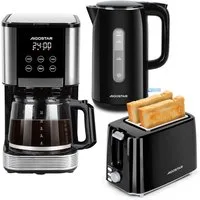 Aigostar Frühstücks-Set 14-Tassen Filterkaffeemaschine/ Wasserkocher 1,7L/ 2-Scheiben Toaster, Programmierbar 24h, Tropf-Stopp, AutoClean, Warmhaltefunktion,BPA Frei