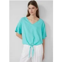 s.Oliver Kurzarmbluse Bluse Verkürzte Leinenmix-Bluse im Relaxed Fit
