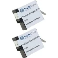 Trade-Shop 2x Akku passend für GoPro Hero 5 Hero 6 Hero 7 Hero 8 Hero 2018 Kamera-Akku Li-Ion 1250 mAh (3,85 V)