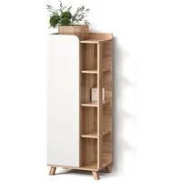 Livinity® Midischrank Marano, Sonoma/Weiß/Weiß, 50 x 128 cm mit Tür und offenen Fächern (1-St)