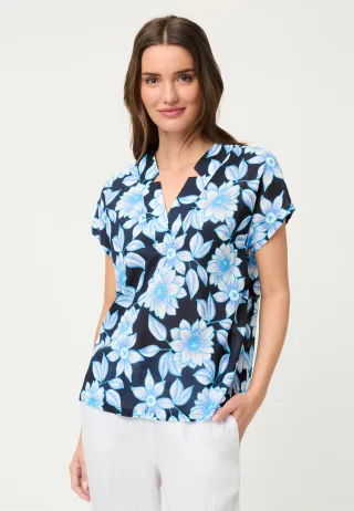 Olsen - Blouse Woven Short Sleeves ink blue - Gr. - 38