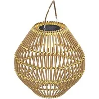 Outsunny LED Solarleuchte Rattan Gartenleuchte, Wasserdichte Solarlampe mit Lichtsensor, LED, Weiß, für Terrasse, Balkon, Stahl, Gelb Ø31 x 32 cm