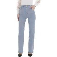 Ital-Design Straight-Jeans Damen Party & Clubwear (86359014) Destroyed-Look Glänzend High Waist Jeans in Hellblau