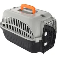 FIVMEN Tiertransportbox Hundetransportbox Transportbox aus Kunststoff mit Metallgitter, für kleine Hunde und Katzen, 48 x 32 x 32cm
