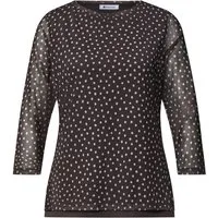STREET ONE Langarmshirt LTD QR printed mesh shirt w.3/