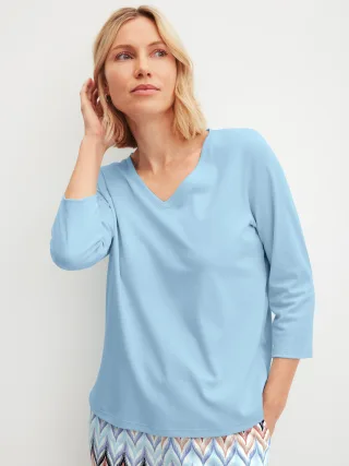 CALIDA - DAMEN Shirt 3/4-Arm cascade blue - Gr. - XS