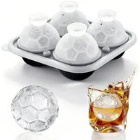FOUORTUNATE-BEE Eiswürfelform Eiswürfelform Kugel Silikon Eiskugelform in Fußball-Form, (einfaches Lösen mit Deckel und Trichter), für Cocktails, Whisky, Wein, Kaffee, Saftgetränken