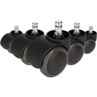 hjh OFFICE Stuhlrolle Stuhlrollen 5X Rolo No-Noise 11Mm/50Mm, (5er Pack), Hartbodenrollen Bürostuhl, Rollen für Schreibtischstuhl